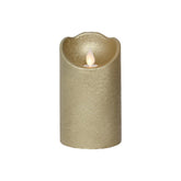 Lumineo BO Led Wax Candle with Wave Top 7.5 x 12.5cm - Gold/Warm White